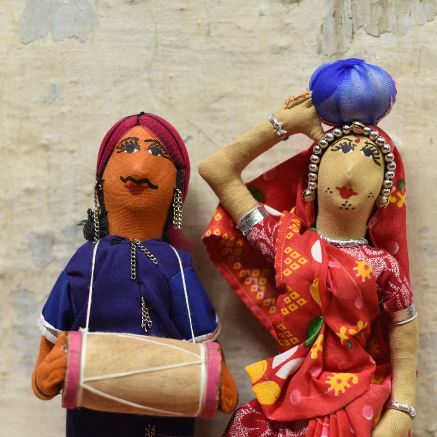 Buy Jhabua Handmade Fabric Doll With Drum (Bhil) 