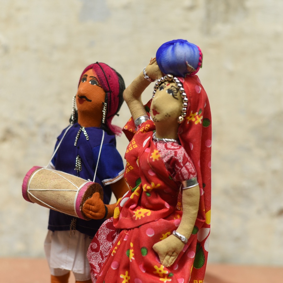 Buy Jhabua Handmade Fabric Doll With Drum (Bhil) 