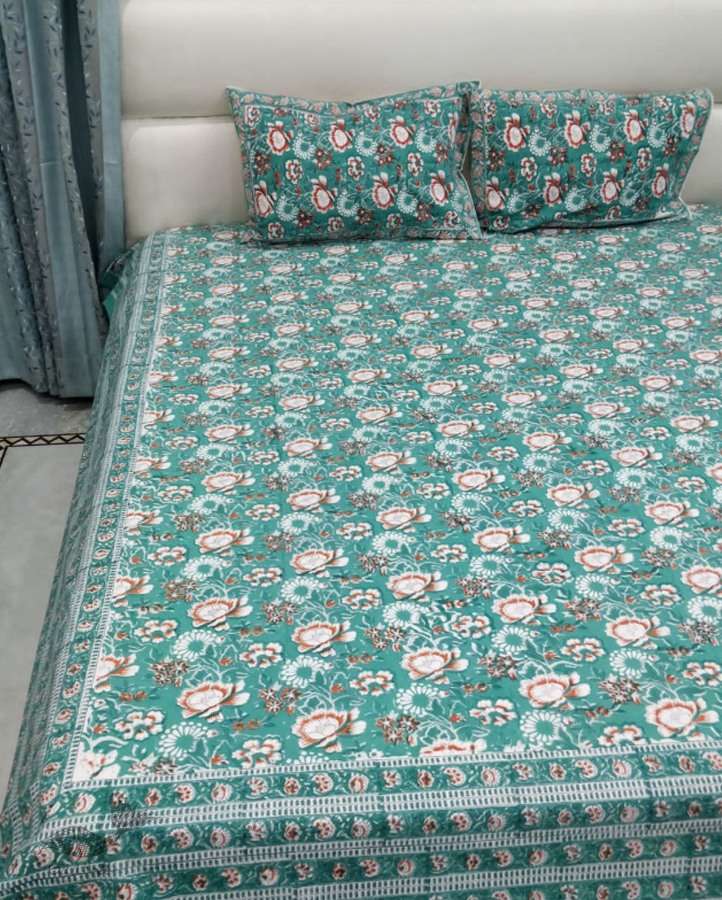 shop Sanganeri Hand block Printed Bedsheet