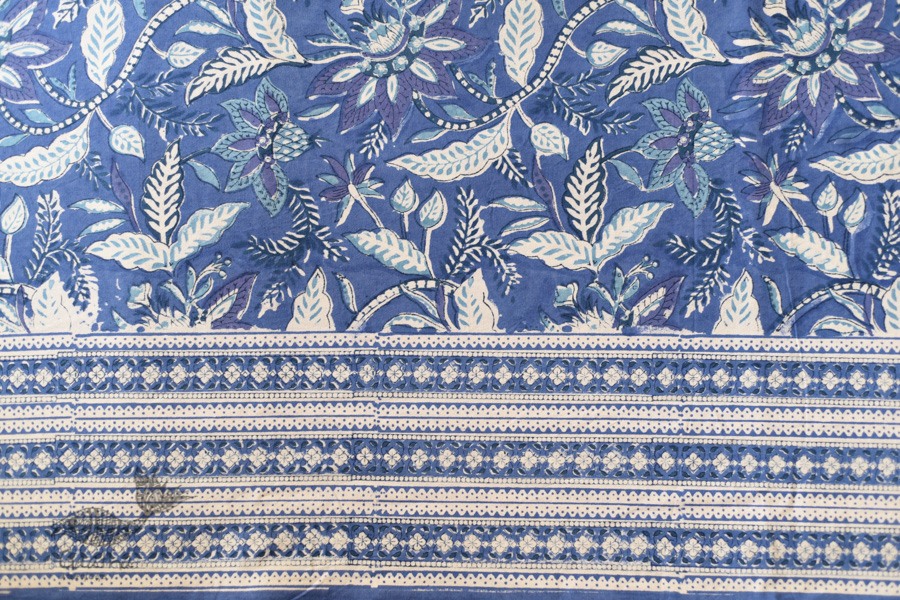 shop Sanganeri Hand block Printed Bedsheet with Pillow Covers- Indigo