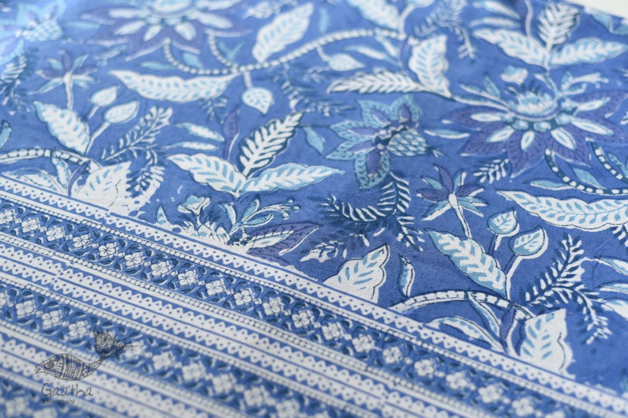 shop Sanganeri Hand block Printed Bedsheet with Pillow Covers- Indigo