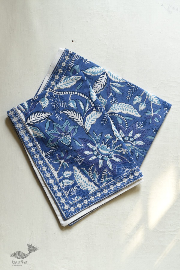 shop Sanganeri Hand block Printed Bedsheet with Pillow Covers- Indigo