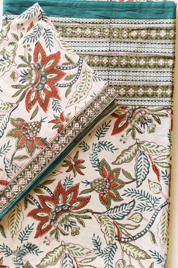 shop Sanganeri Hand block Printed King Size Bedsheet with Pillow Covers
