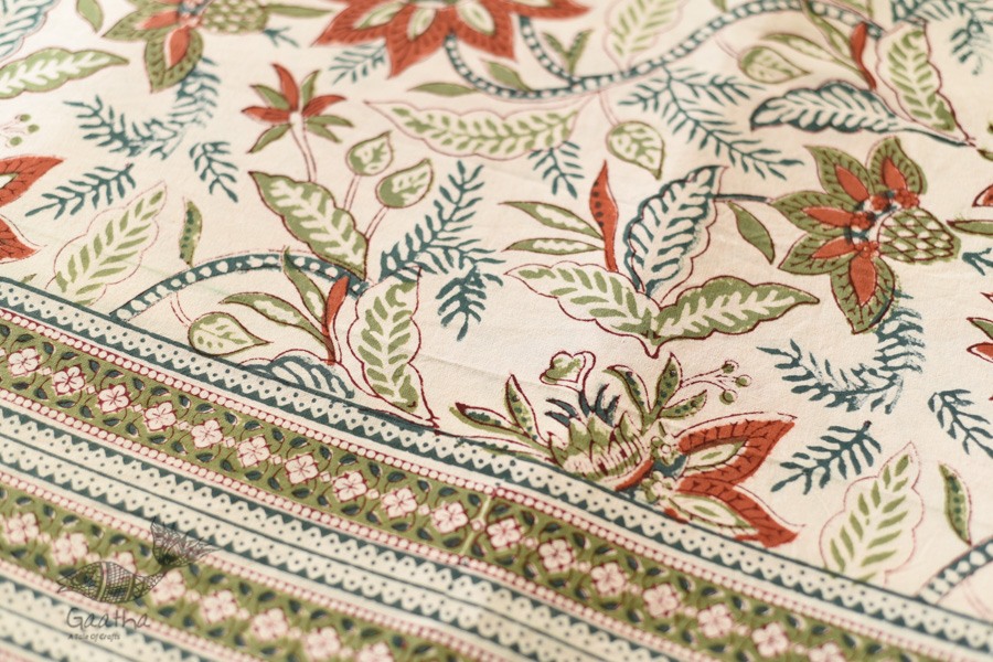 shop Sanganeri Hand block Printed King Size Bedsheet with Pillow Covers