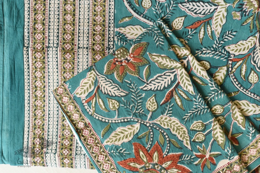 shop Sanganeri Hand block Printed Double Bedsheet With Two Pillow Covers