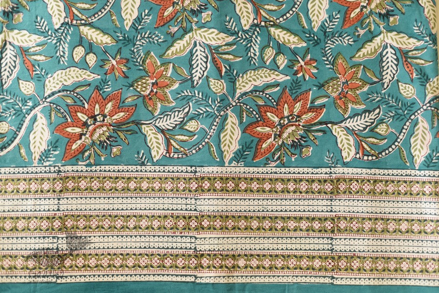shop Sanganeri Hand block Printed Double Bedsheet With Two Pillow Covers