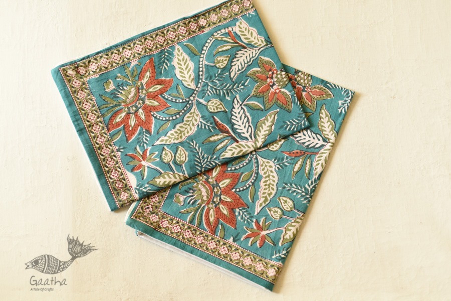 shop Sanganeri Hand block Printed Double Bedsheet With Two Pillow Covers