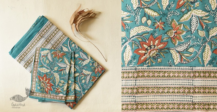 shop Sanganeri Hand block Printed Double Bedsheet With Two Pillow Covers