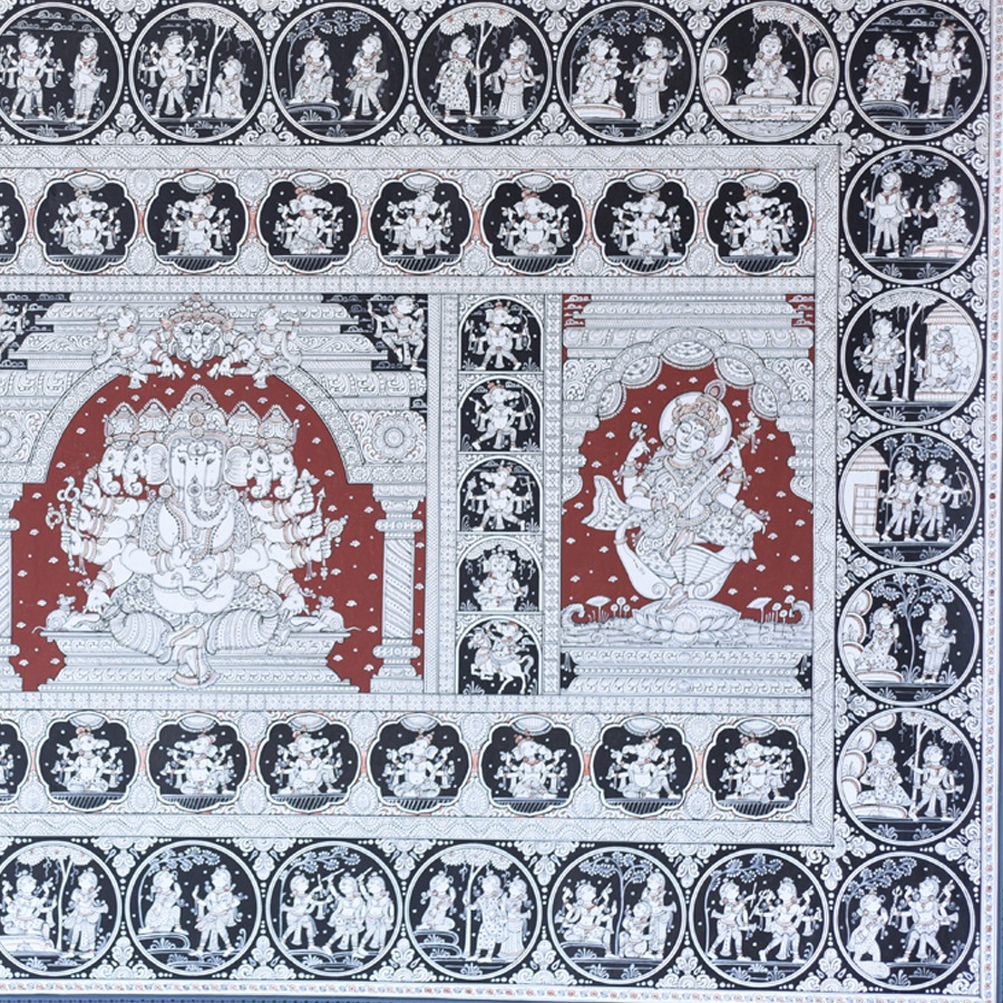 shop Traditional patachitra painting - Panchmukhi Ganesha