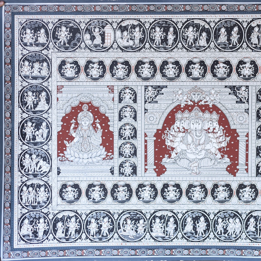 shop Traditional patachitra painting - Panchmukhi Ganesha