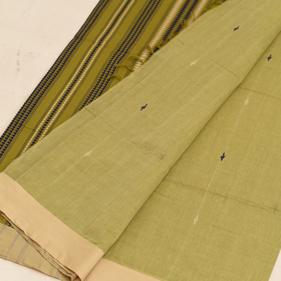 shop Begampuri Cotton Saree - Light Green Color