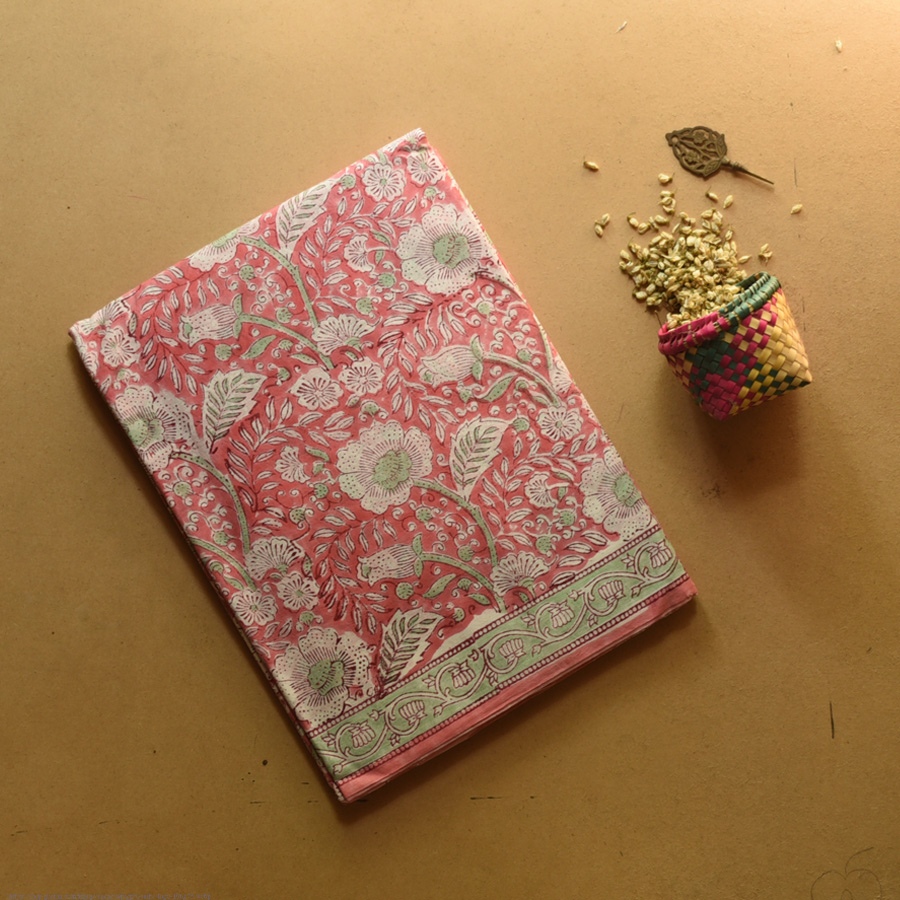shop Block Printed Cotton Saree - Bagru