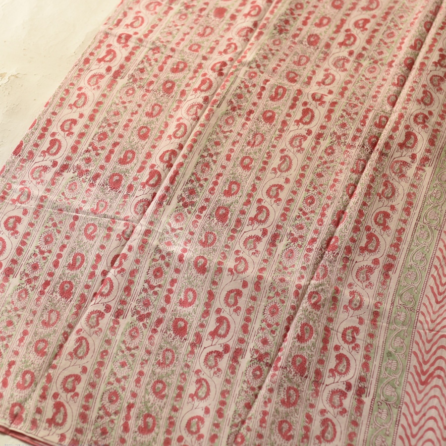 shop Block Printed Cotton Saree - Bagru