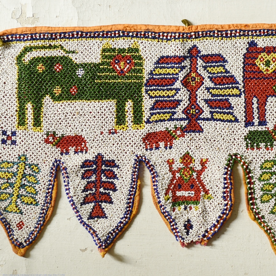 Gujrat Bead Work - Old & Antique Wall Hanging - Lion Motif