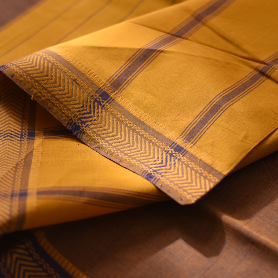 Handwoven cotton saree | Dark Brown from Andhra Pradesh