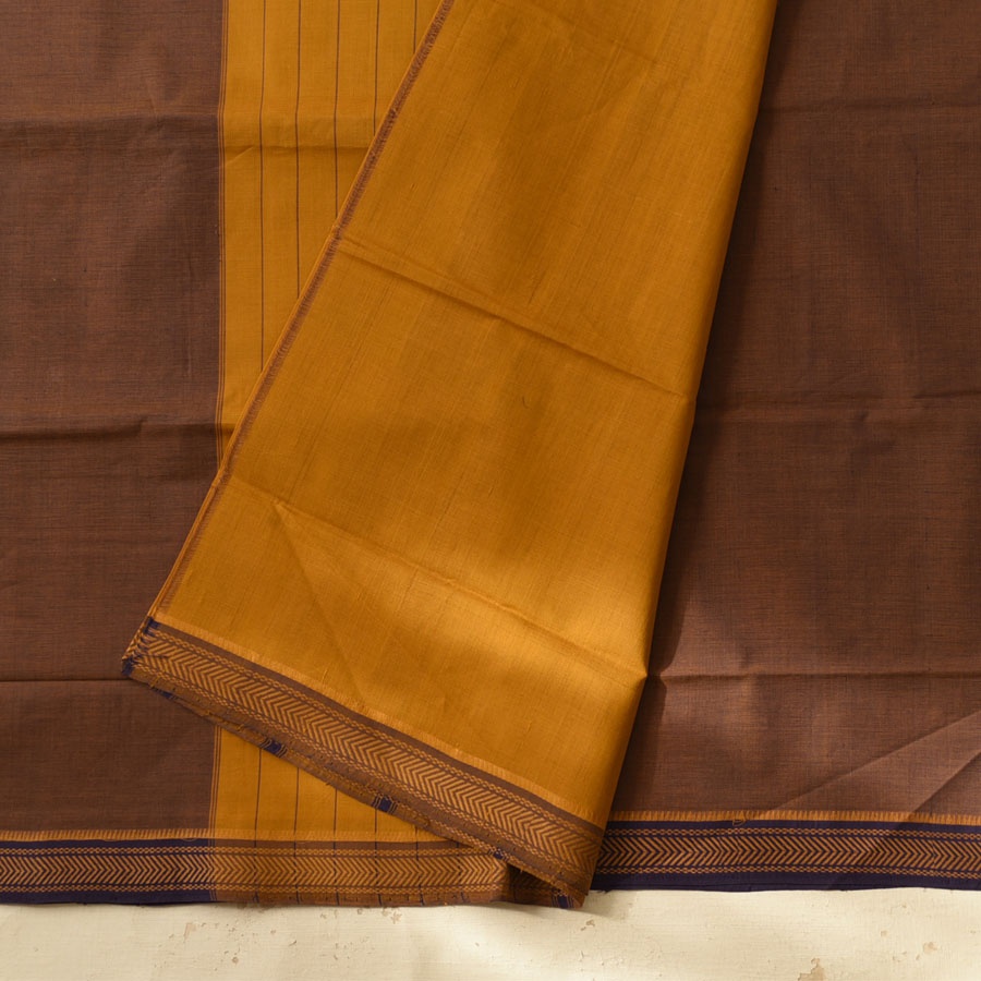 Handwoven cotton saree | Dark Brown from Andhra Pradesh