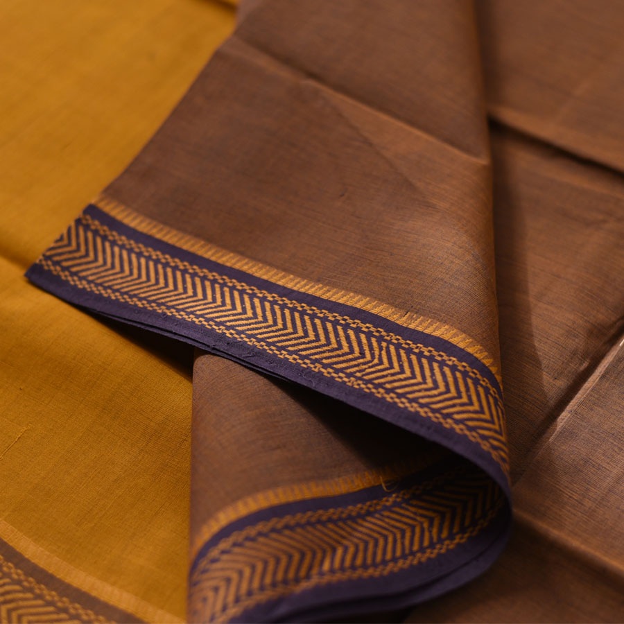 Handwoven cotton saree | Dark Brown from Andhra Pradesh