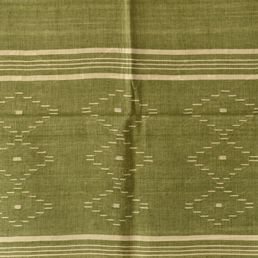 shop Handloom Soft Cotton Jamdani Stole - Light Green