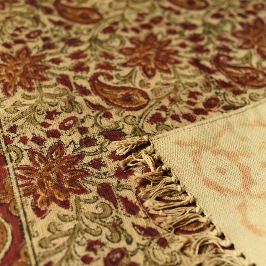 shop Kalamkari Natural Color Dhurrie - Size 2 x 4 Feet