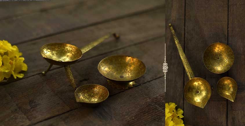 online buy five diya - pure brass