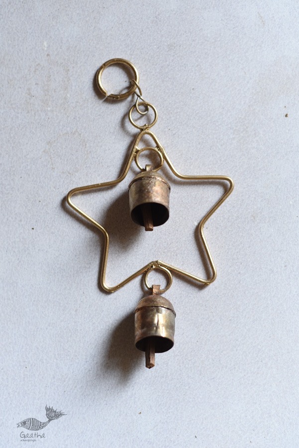 shop handmade iron hanging bell - Star With Two Bells
