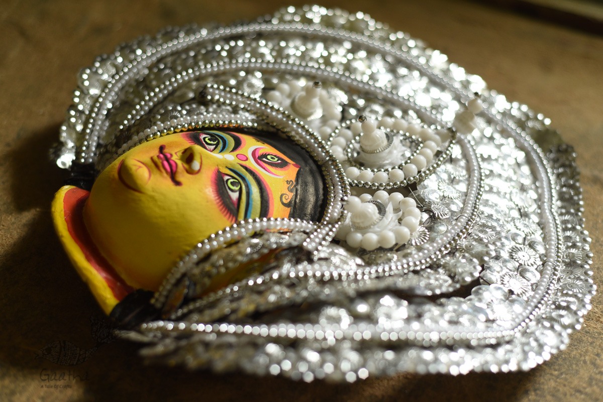 shop handmade chhau mask from bangal - durga-silver