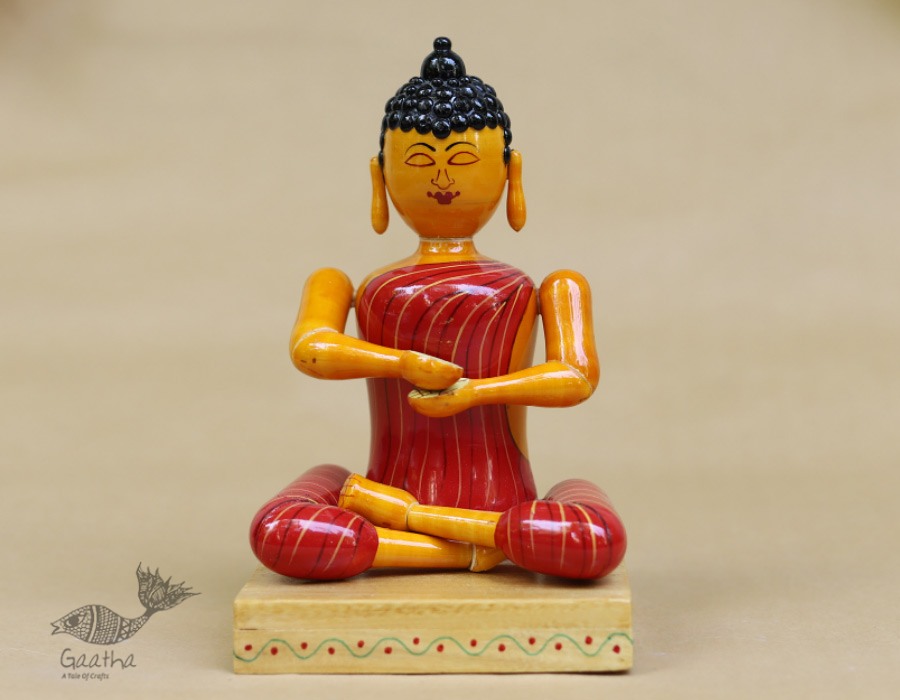 Etikoppaka ♡ Wooden Toy ♡ Buddha (  24 x14 cm )