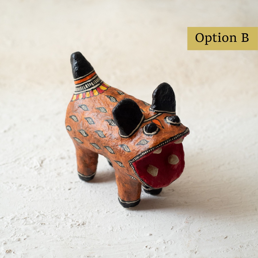 shop Madhubani Hand Painted Paper Mache ~ Tiger (Brown)