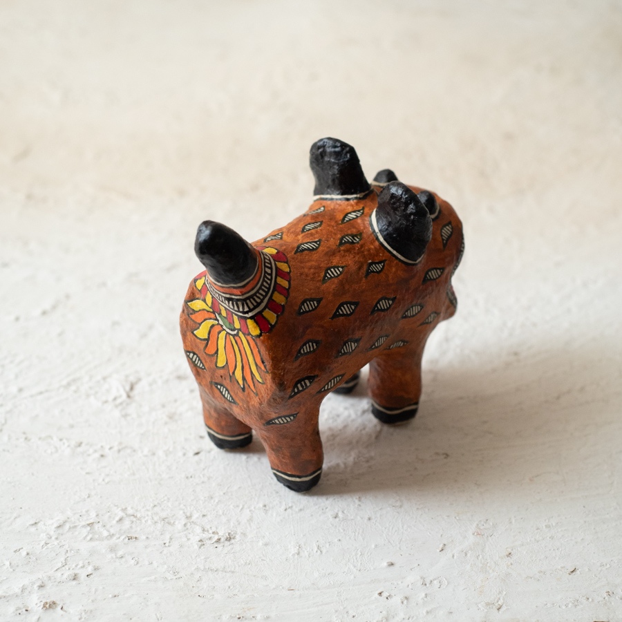 shop Madhubani Hand Painted Paper Mache ~ Tiger (Brown)