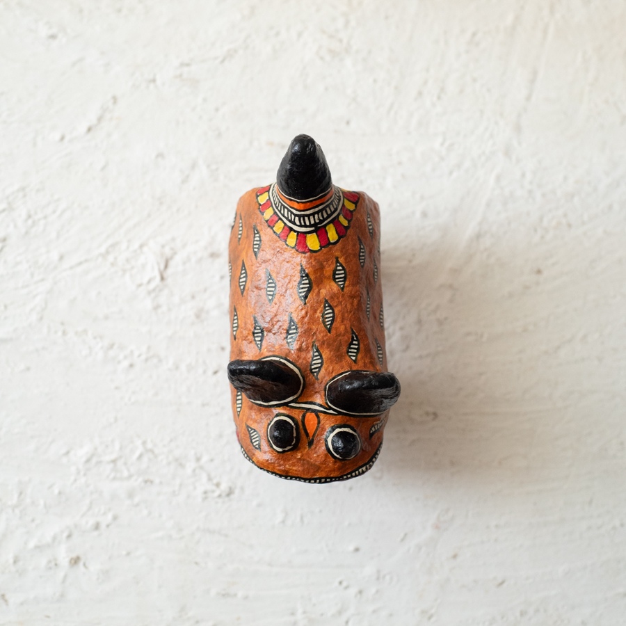 shop Madhubani Hand Painted Paper Mache ~ Tiger (Brown)