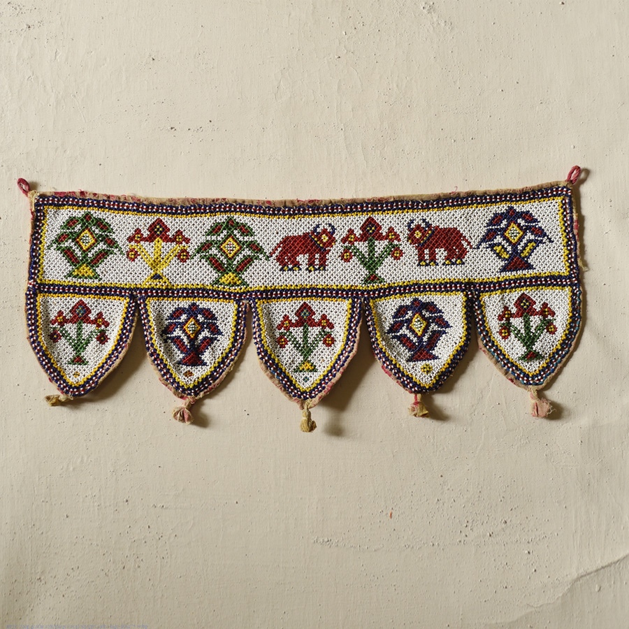 Handmade Bead Work ~ Old Latkan Hanging - Cow