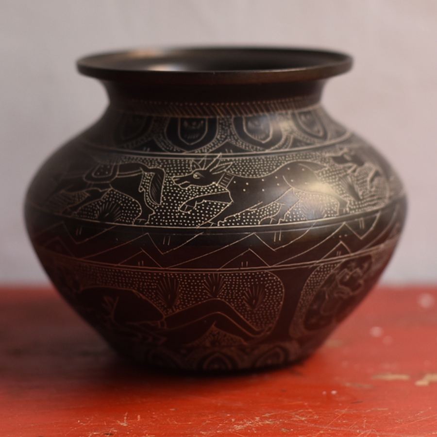 Shop Antiquities Carving on Brass Lota