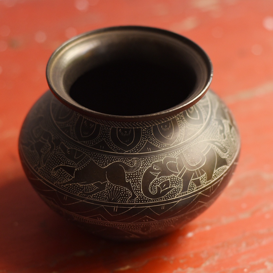 Shop Antiquities Carving on Brass Lota