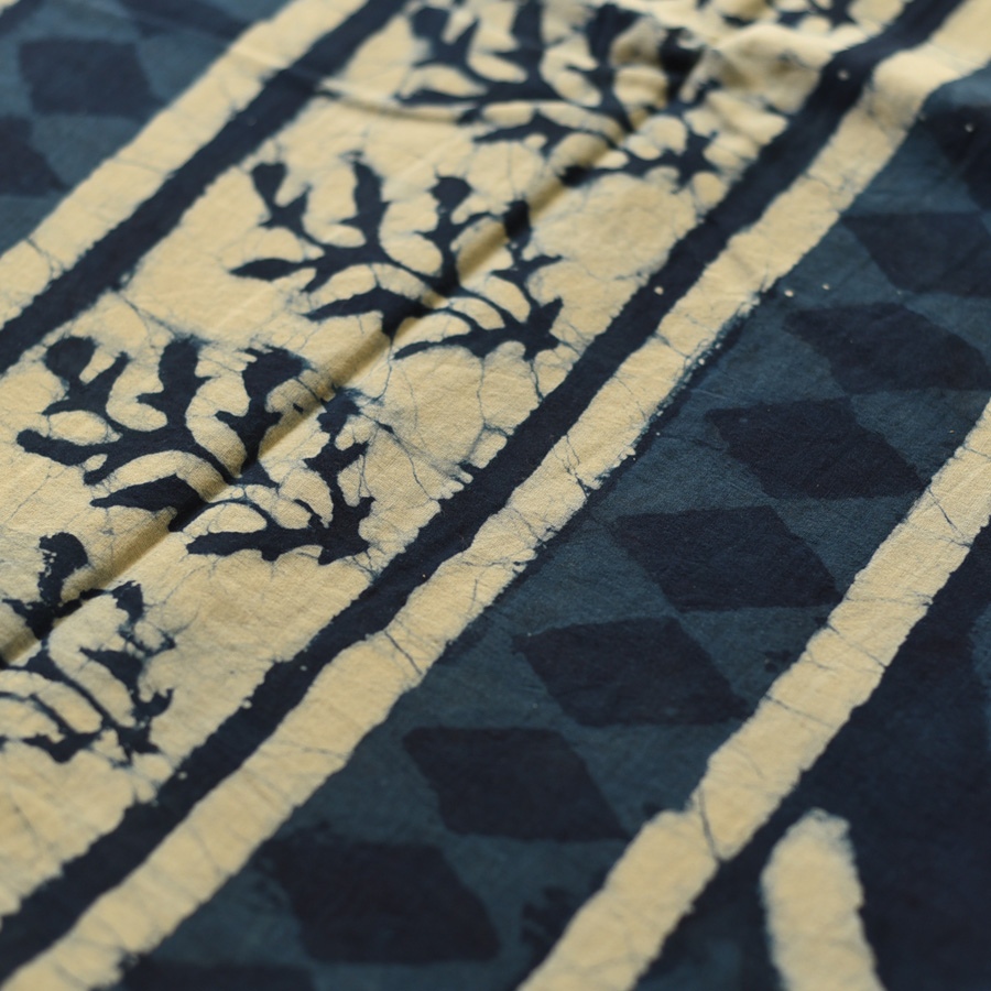 Exclusive Block Printed Cotton Dabu ~ Doted Indigo Saree
