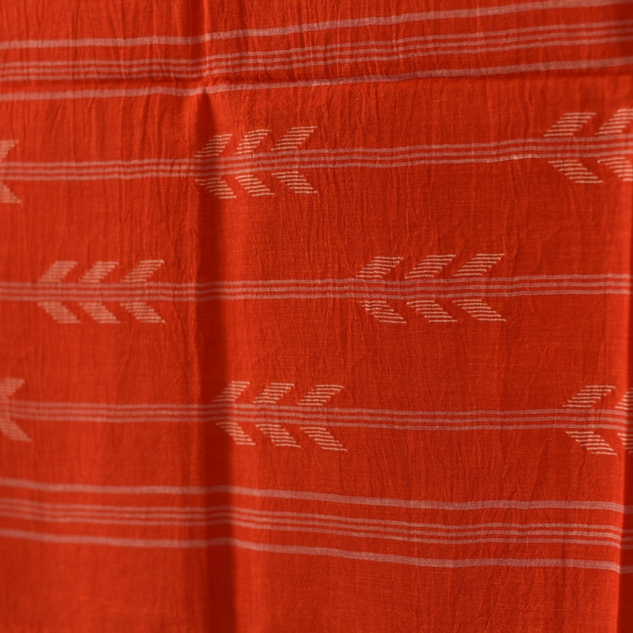 shop Handloom Soft Cotton Jamdani Red Stole