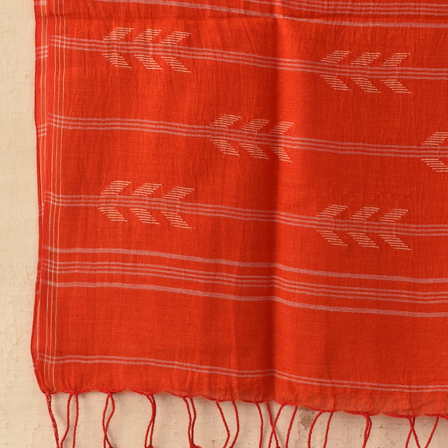 shop Handloom Soft Cotton Jamdani Red Stole