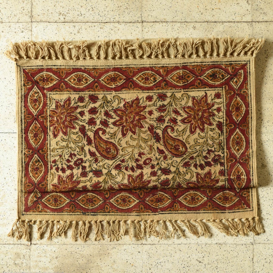 shop Kalamkari Natural Color Dhurrie - Size 2 x 4 Feet