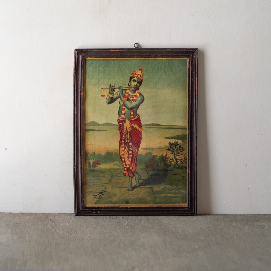Indian Antique Raja RAvi Verma Print Krishna