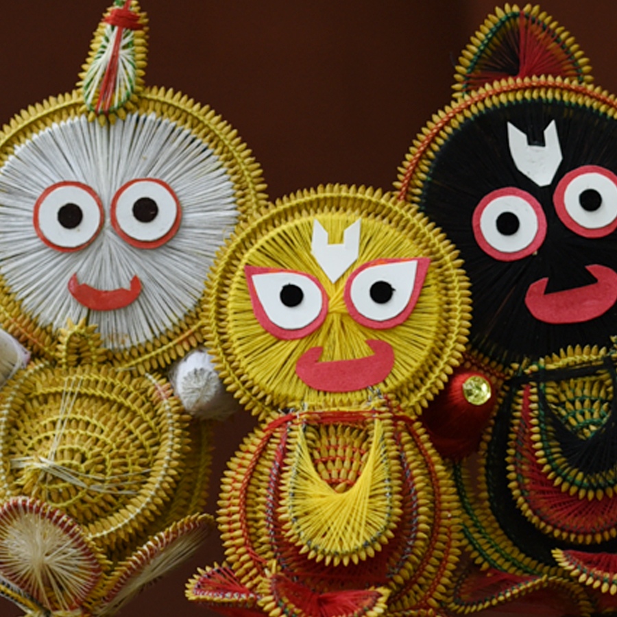 Shop Handmade dhaan murti - Paddy Craft | Subhadra, Balram & Jagannath 