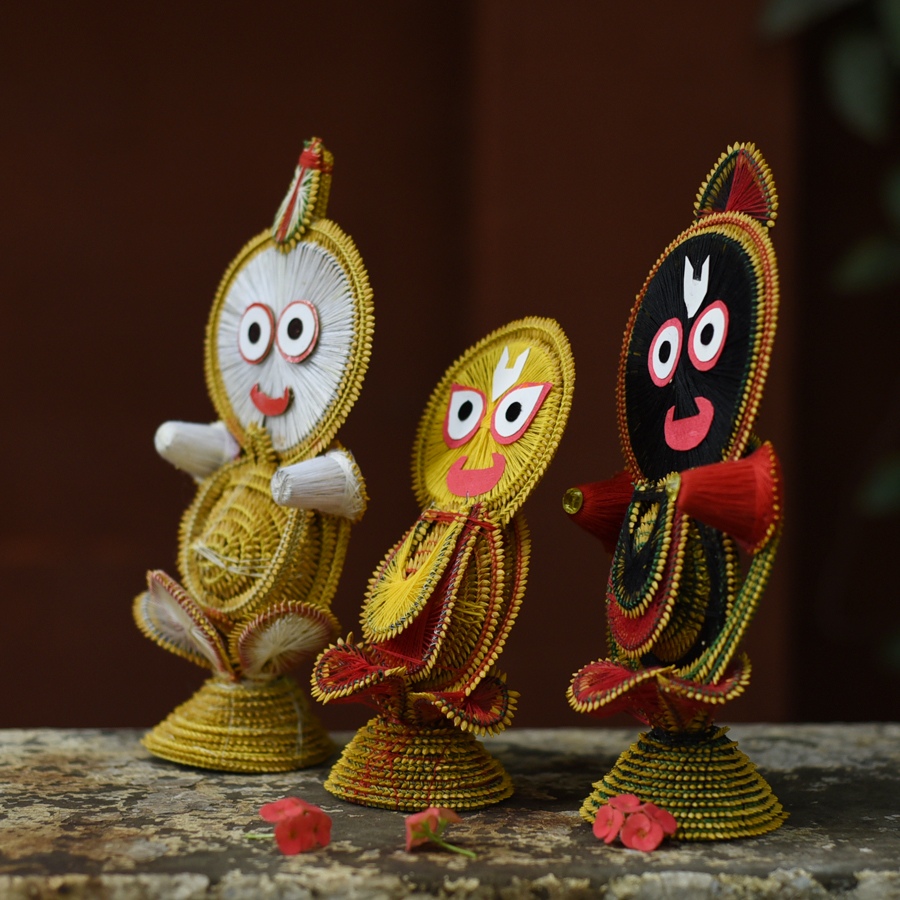 Shop Handmade dhaan murti - Paddy Craft | Subhadra, Balram & Jagannath 