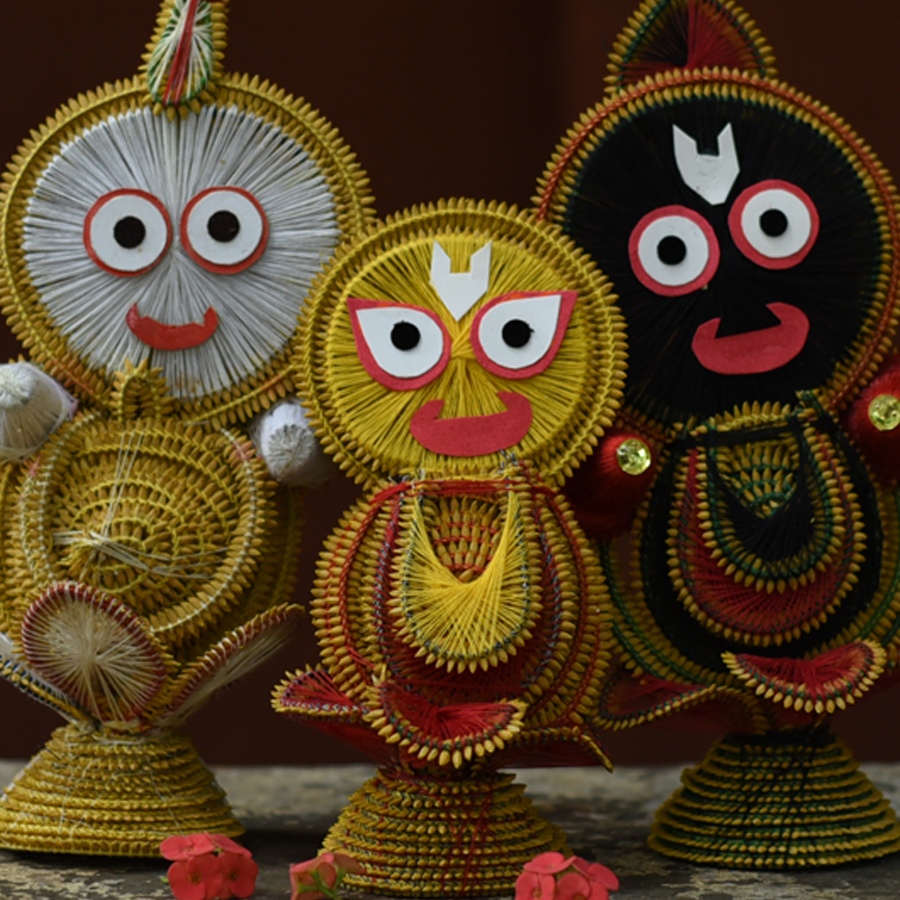 Shop Handmade dhaan murti - Paddy Craft | Subhadra, Balram & Jagannath 
