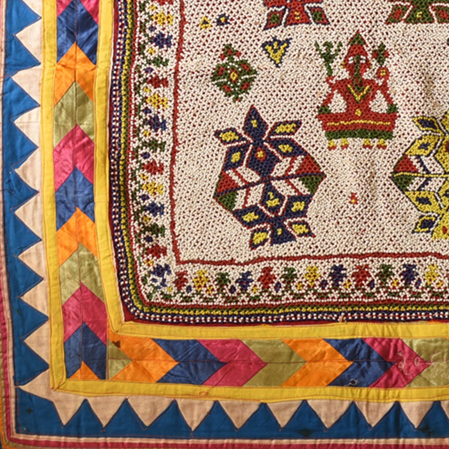 Saurashtra Region Beaded Old & Antique Wall Hanging - A