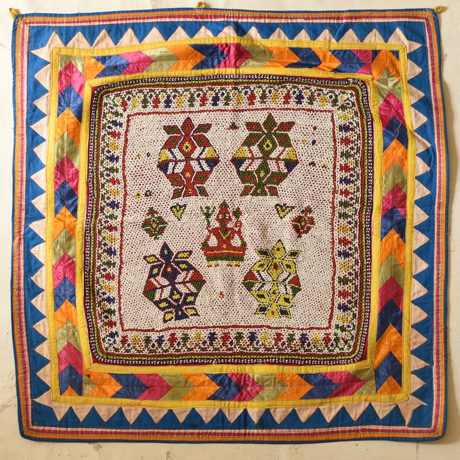 Saurashtra Region Beaded Old & Antique Wall Hanging - A