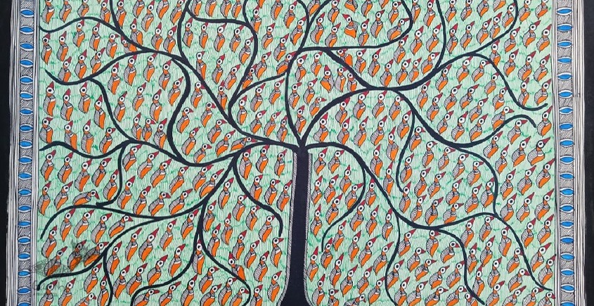 shop Madhubani painting| Tree of Life - Leaf or Birds