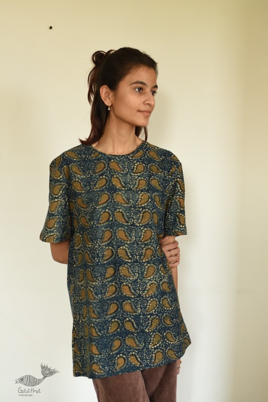 buy ajrakh hand block printed Unisex  tshit