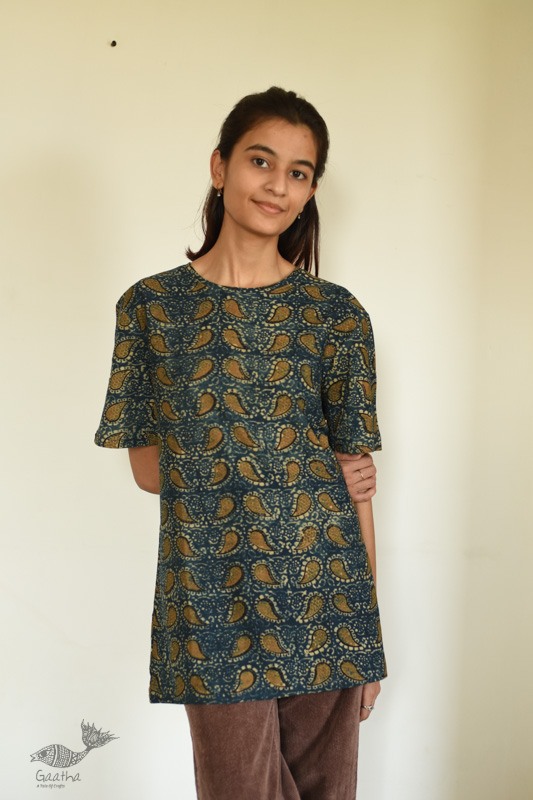 buy ajrakh hand block printed Unisex  tshit