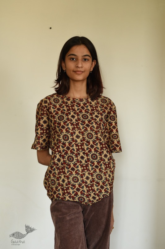 buy ajrakh hand block printed Unisex  tshit