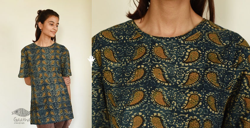 buy ajrakh hand block printed Unisex  tshit