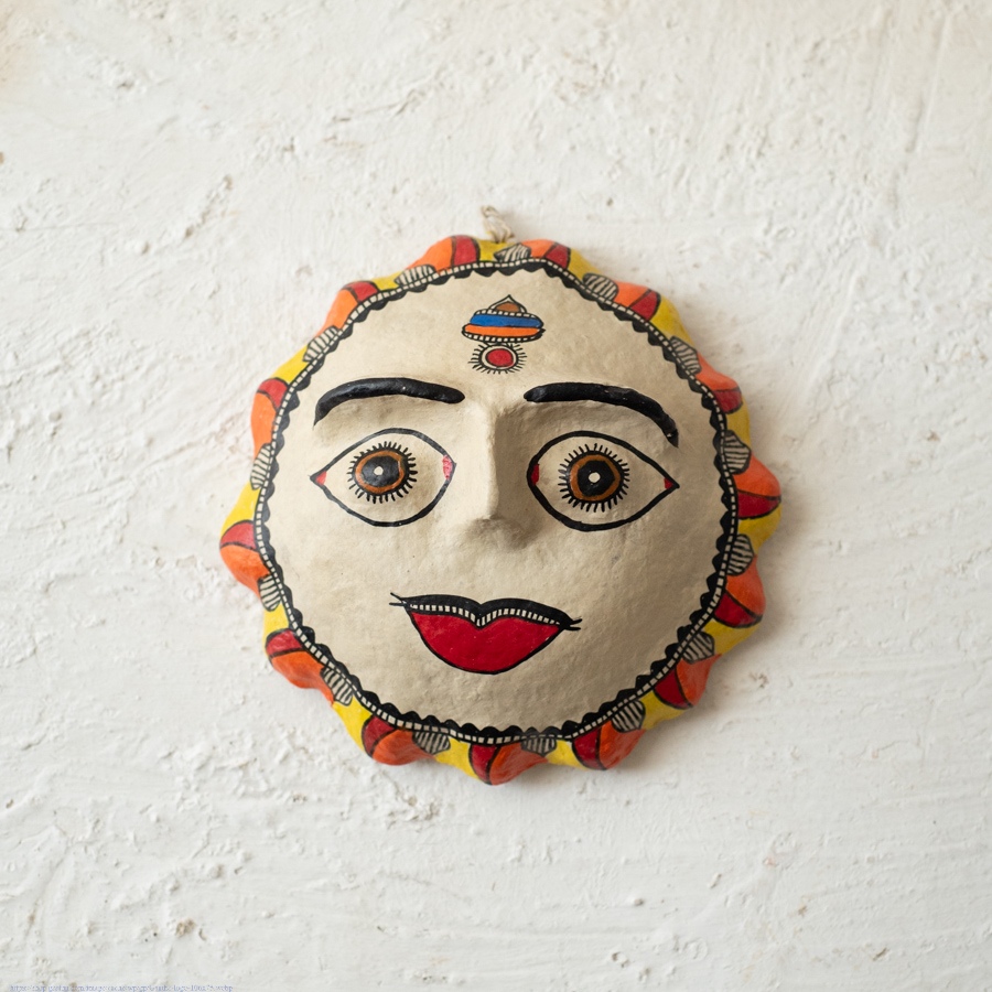 shop Madhubani Hand Painted Paper Mache Wall Handing - Sun