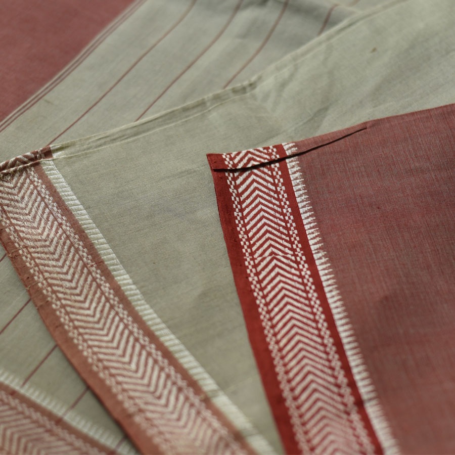 Handwoven cotton saree |Brown  from Andhra Pradesh